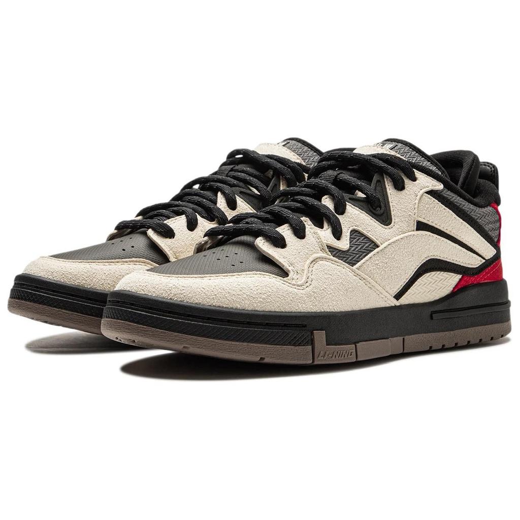 Li Ning Rutschfest Abriebfest Niedrig geschnittene Skateboard Schuhe Damen Beige Rot AECU038-3