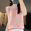 Women T-shirt Vest Wool Tank Summer Knitted T-shirt Sleeveless Basic Tees Knit Top O-neck Female