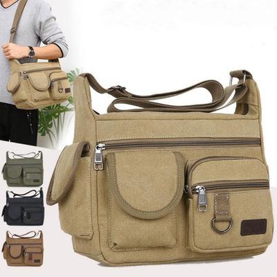 Business Postman Canvas Bag British Retro Shoulder Bag Large Capacity Multi-pocket Messenger Bag Leisure Travel Crossbody Bag