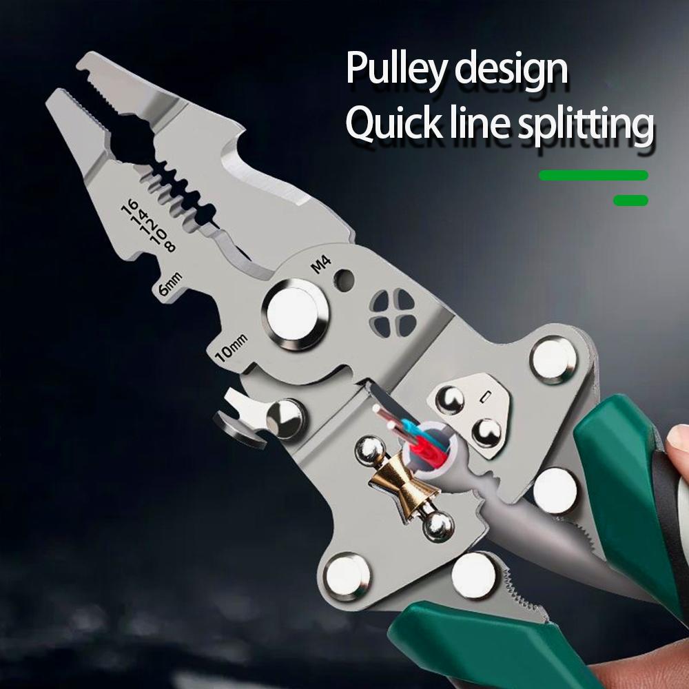 Folding Wire Peeler, Pulley Design, Multifunctional, Electrician Wire Splitter, Wire Winding pliers,Crimping Pliers, Manual Tool