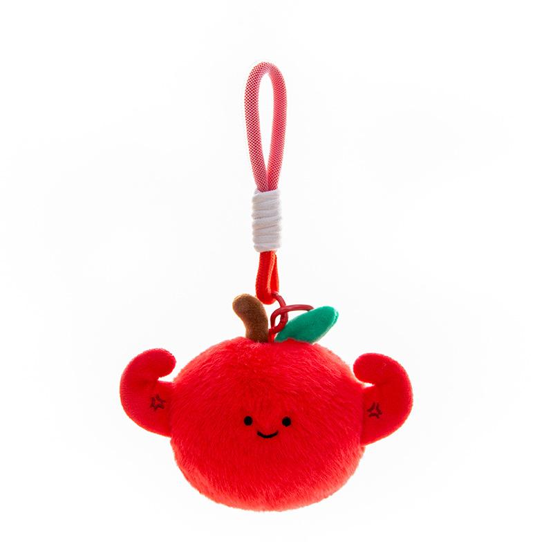 Cute Fun Plush Exercise Fruit Keychain Cartoon Simulated Fruit Stuffed Doll Backpack Pendant Decorative Key Chain Accessories