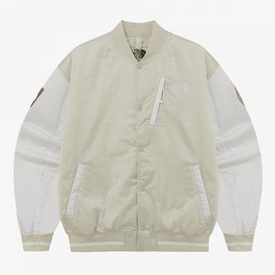 [north Face Official] Nj3nq60m White Label Player Varsity Jacket Cream