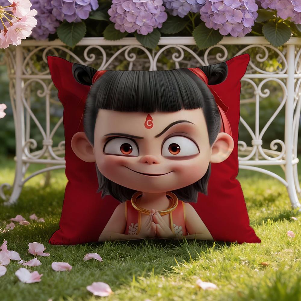 Animated Movie Nezha Cushion Cover Home & Car Dual-Scene Pillow Cover: Reversible for Premium Comfort
