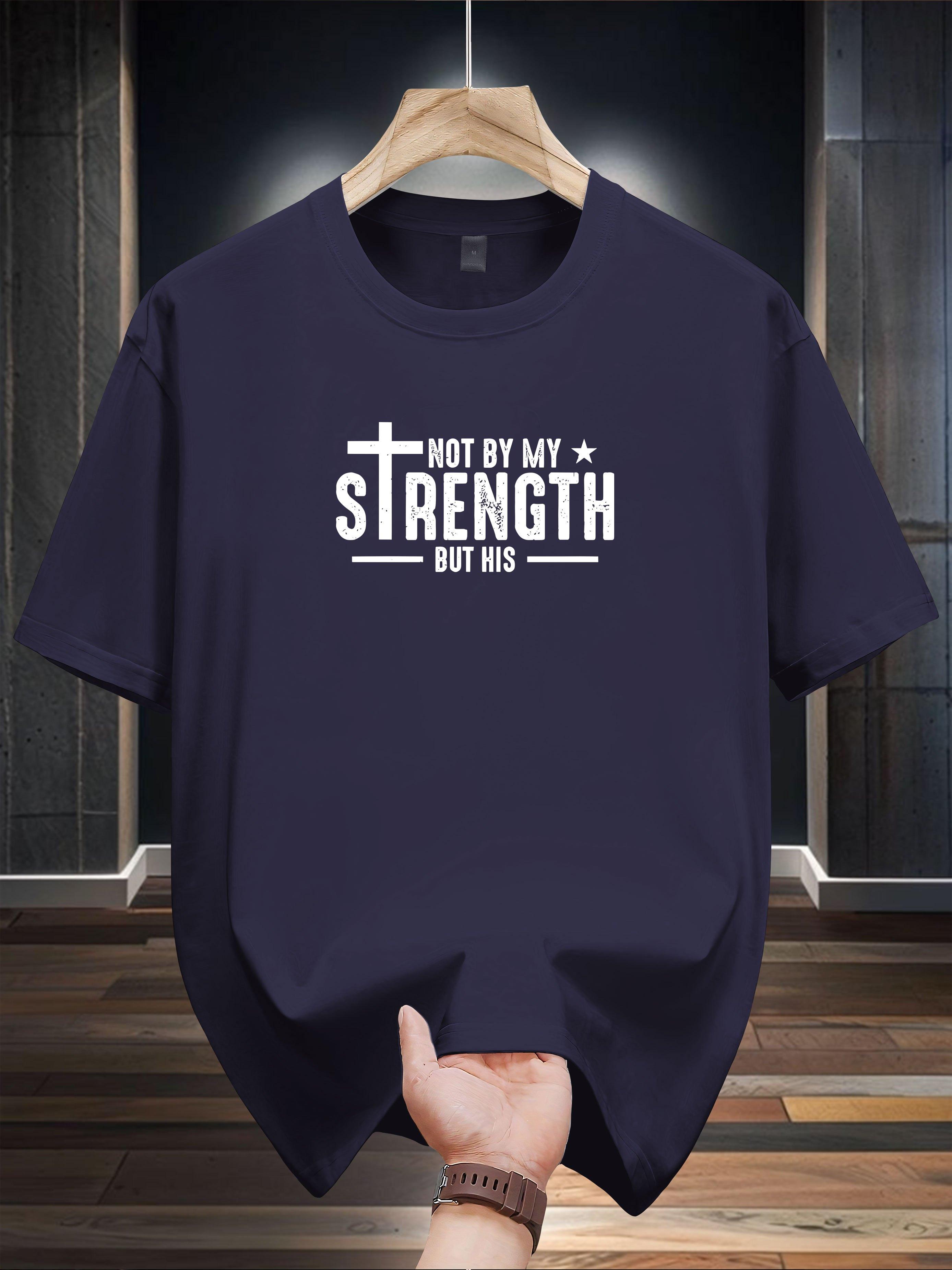 100% Cotton Graphic T-shirt - Not by My Strength but His Print XXL