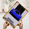 Blue Car Metal Poster Customized Wall Art Retro Vintage Tinplate Signs for Man Cave Wand Deko Room Ornaments Decoration Gaming