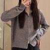 Korean Casual Slimming Hooded Knit Cardigan - Women's Spring/Autumn Versatile Double Zipper Sweater