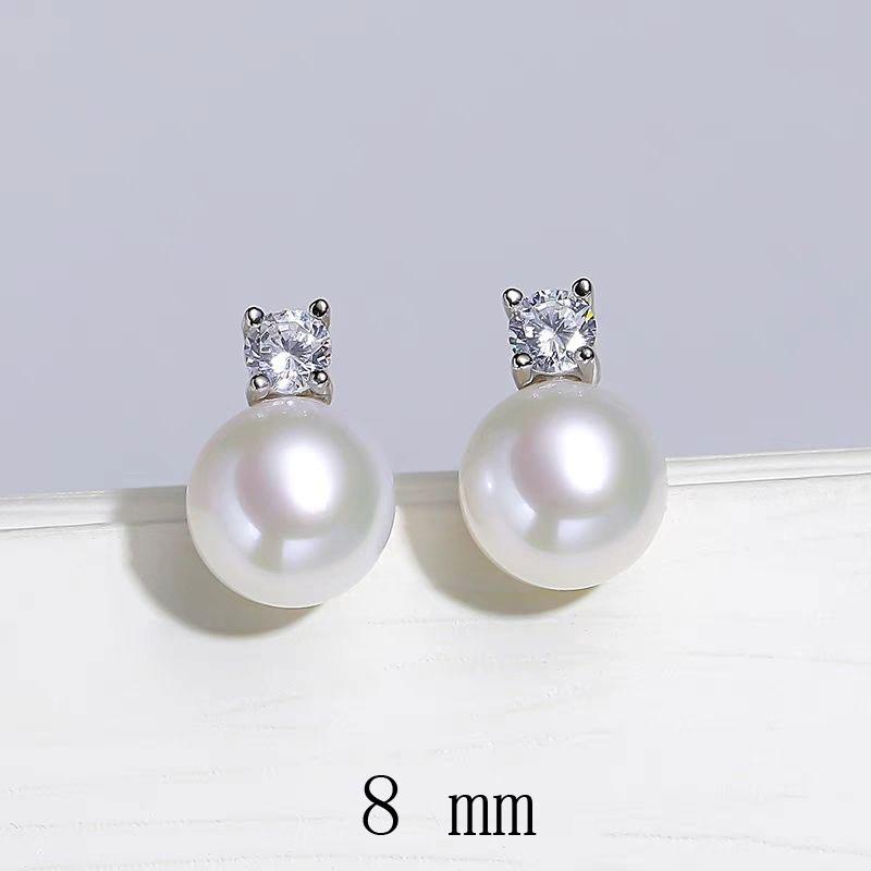 

Senlissi-New Fashion Lofty 8-12mm Freshwater Pearl Stud Earrings for Women S925 Silver Jewelry Girlfriend Gifts