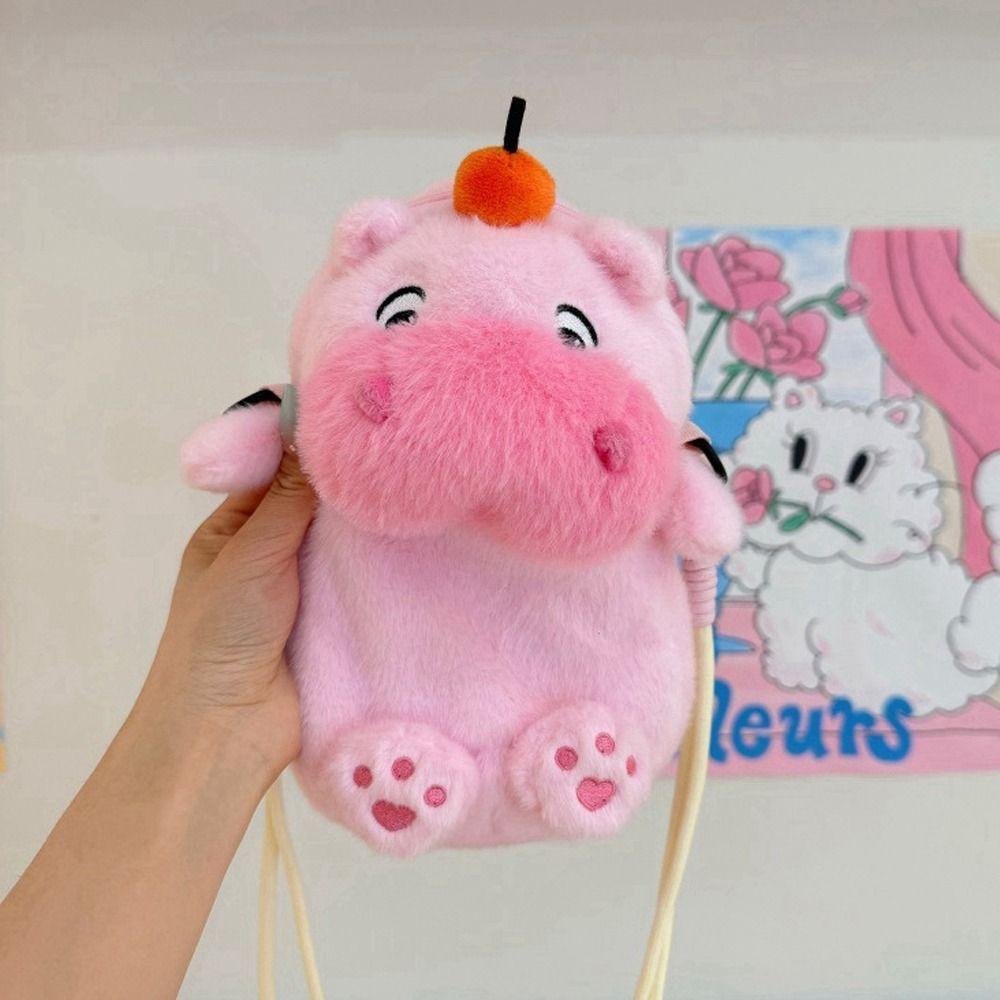 Animal Doll Capybara Plush Crossbody Bag Persimmon Cartoon Plush Shoulder Bag  Office