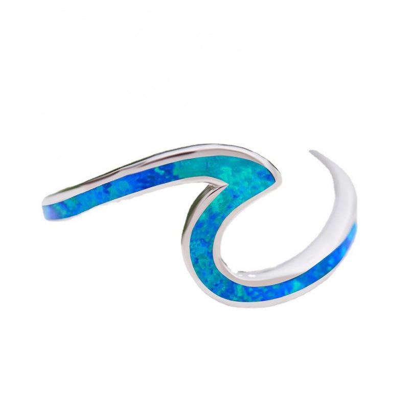 Anello Versatile Design Creativo Moda Argento Sterling Glifo Bianco Blu