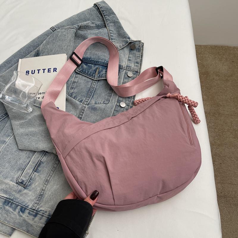 Hobo Bag Women's Crossbody Bag Large Capacity Shoulder Bag Solid Color Sports Bag