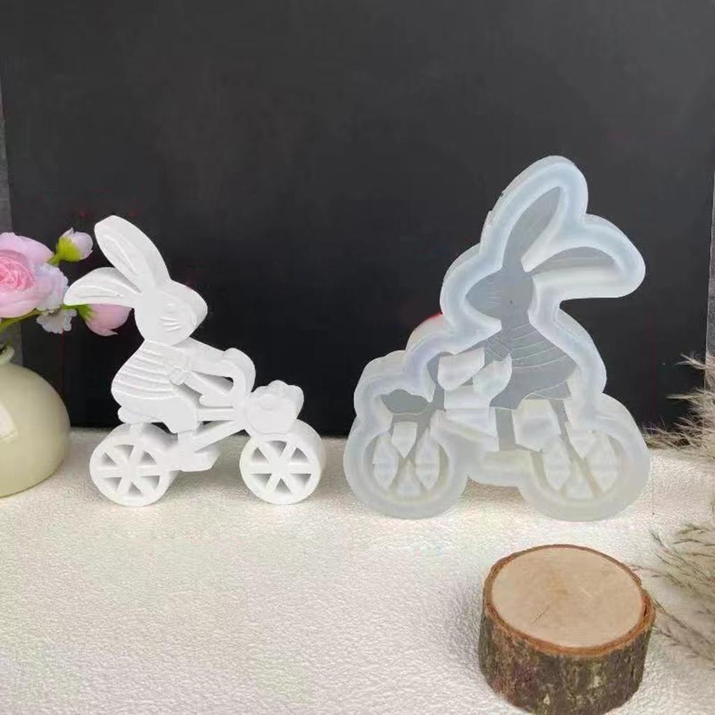 Cycling Rabbit Candle Molds Rabbit Silicone Mould Handmade Resin Molds Baking Molds DIY Casting Molds Home Decorations