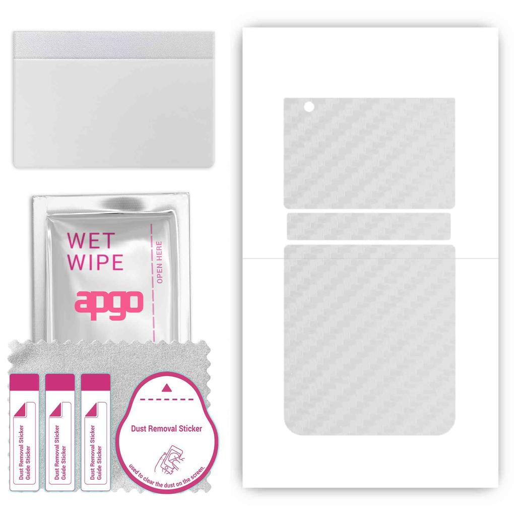 apgo Autocolant de protecție pentru spate compatibil cu Samsung Galaxy Z Flip 3, folie, folie, vinil - model Carbon transparent