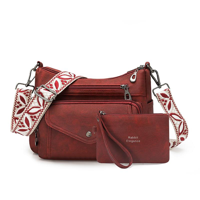 

Middle-aged Mother Bag Women PU Shoulder Crossbody Bag With Coin Purse красный