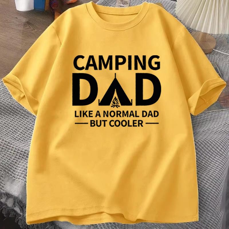Camping Dad Tshirt Tent Campfire Graphic Casual Short Sleeve Unisex Tee Fathers Day Gift Vintage Design Outdoor Dad Tshirts