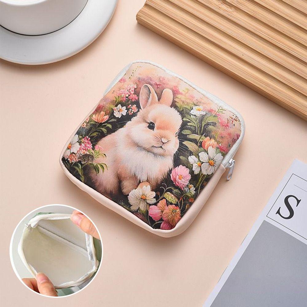 Cute PU Sanitary Pads Bag Large Capacity Multipurpose Coin Purse Cosmetic Bag