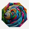 1pc Colorful Bear Head Stained Glass Auto Open Close Umbrella, Portable Tri-Fold Design with 8-Rib Iron Frame, Outdoor for Fans, Travelers, Daily Use,