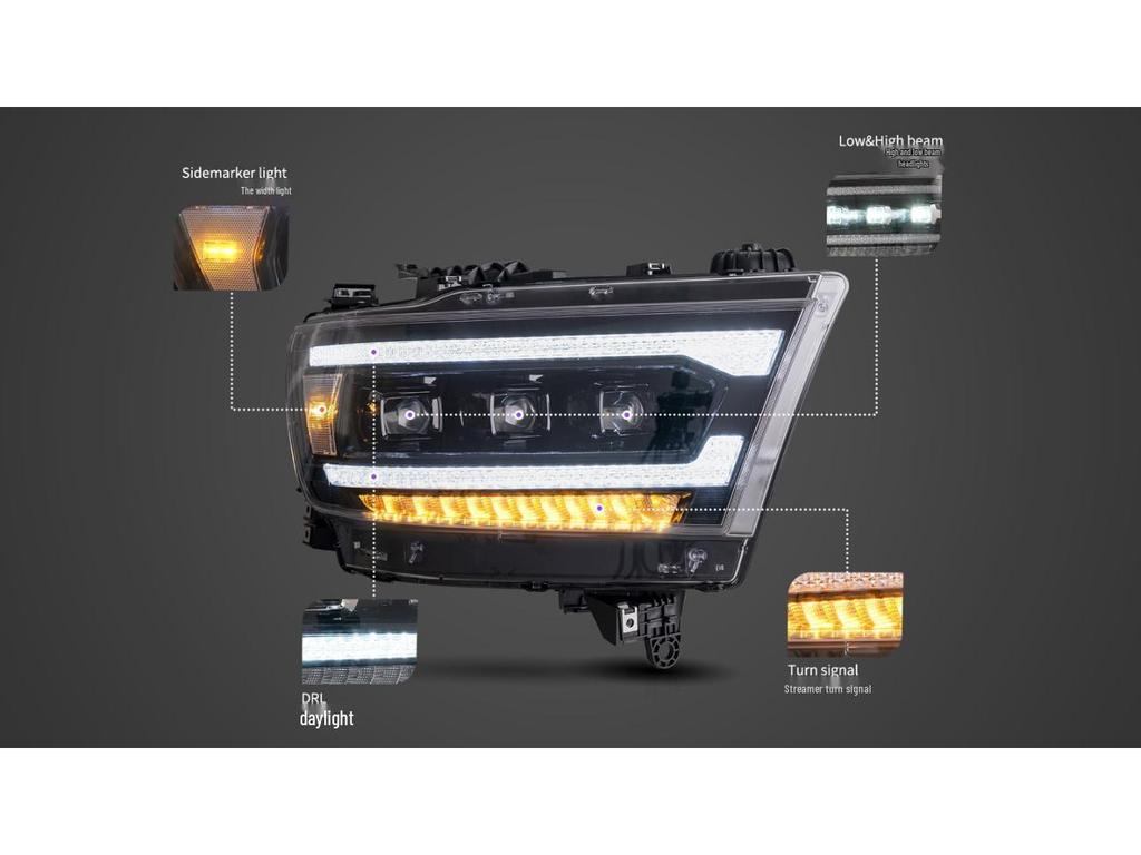 VLAND LED Headlight Assembly for 2019+ Dodge Ram 1500 with Turn Signal
