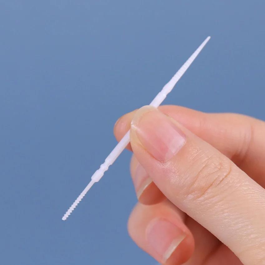 100 PCS Double-Headed Oral Care Brush Pick Interdental Teeth Sticks Cleaning Plastic Floss Toothpick.