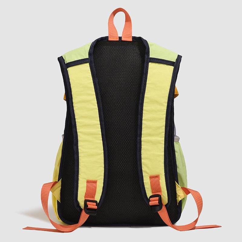 Schoolbag Large Capacity Water-Repellent Casual Travel Backpack for Men and Women Dopamine Color Block Patchwork Outdoor Hiking and Mountaineering
