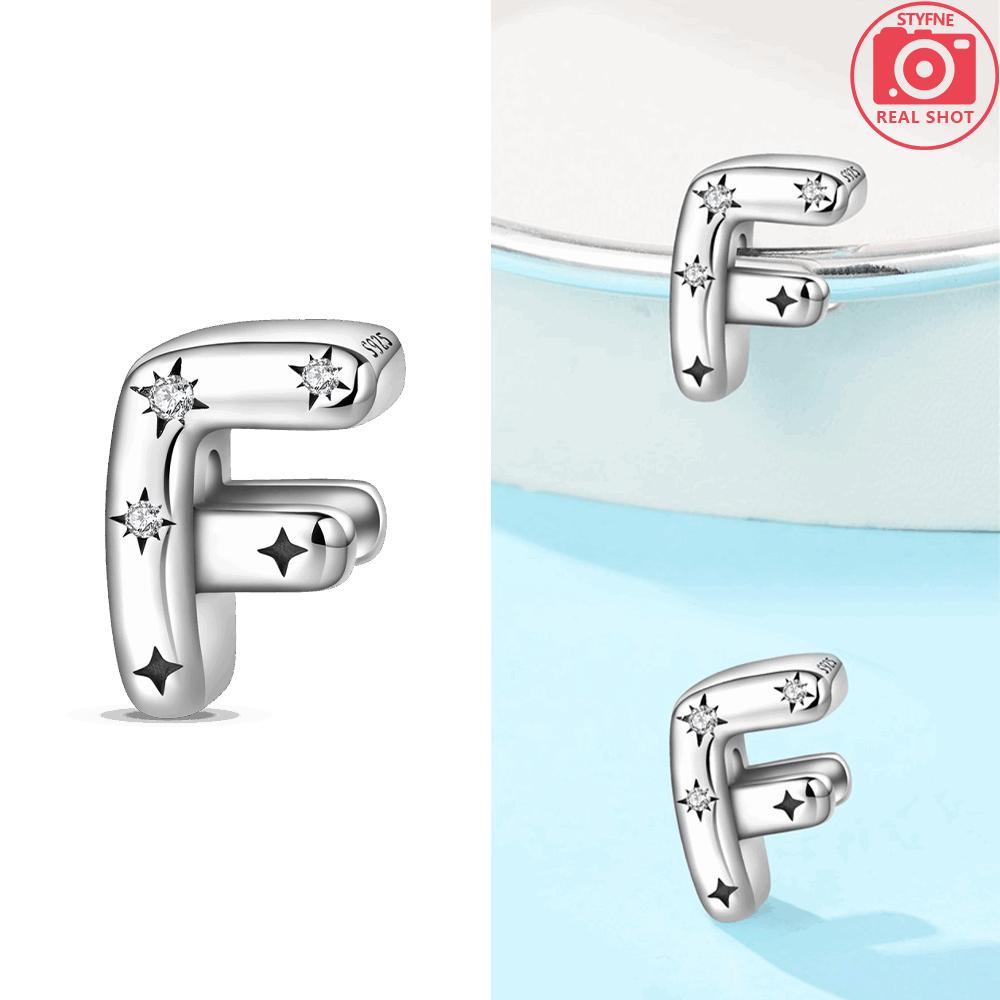 925 Silver Elegant A-Z White Zircon 26 Letters Charms Beads Fit Bracelet Women Jewelry DIY Birthday Anniversary Gift
