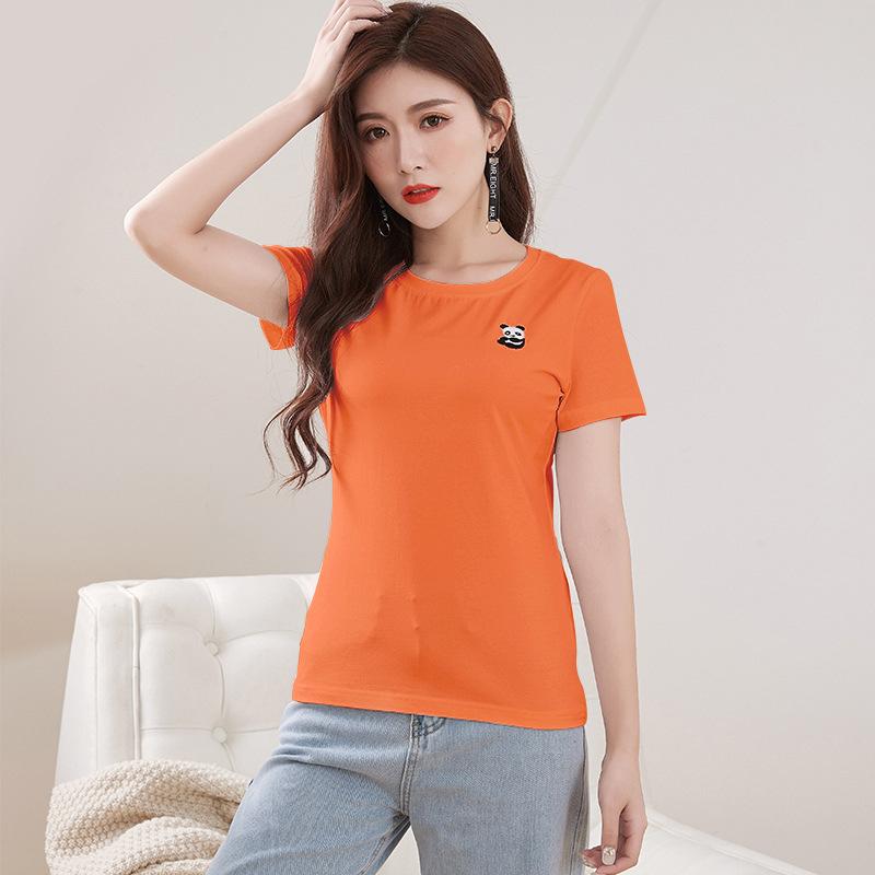 Spring New Short-sleeved Ins Korean Version T-shirt Girls Round Neck Casual Printed Tops Fashionable and Cute Women's Clothing