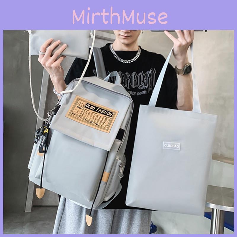 Trendy High School Student Backpack Men's Sports Double Shoulder Bag Black