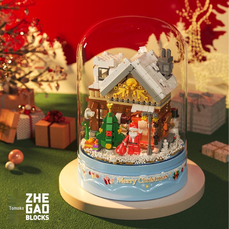 Zhegao 3.6 New Christmas Snowfall Music Box Building Blocks for Kids Plastic
