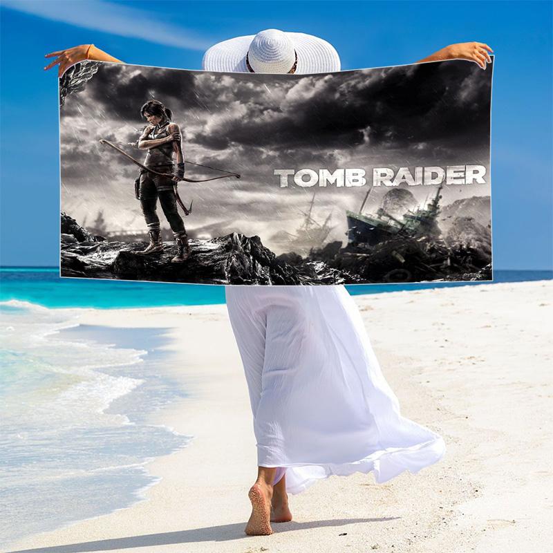Tomb Raider Print Beach Towel, Large Soft Quick Dry Towel for Beach Camping Swimming