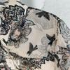 Mulberry Silk Shirt Chinese Ink Painting Print Silk Tops Summer Women's Loose Short-Sleeved Shirt Vintage Floral Tops