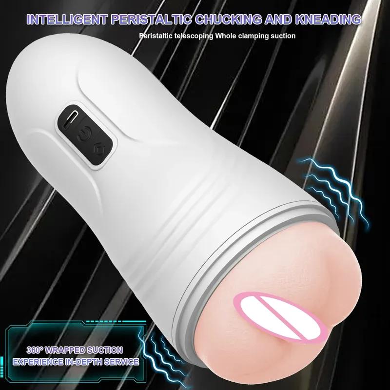 Automatic Male Mastubator Blowjob Vibration Machine Real Vaginia Pocket Pussy Penis Oral Masturbation Cup Adult Sex Toy for Man