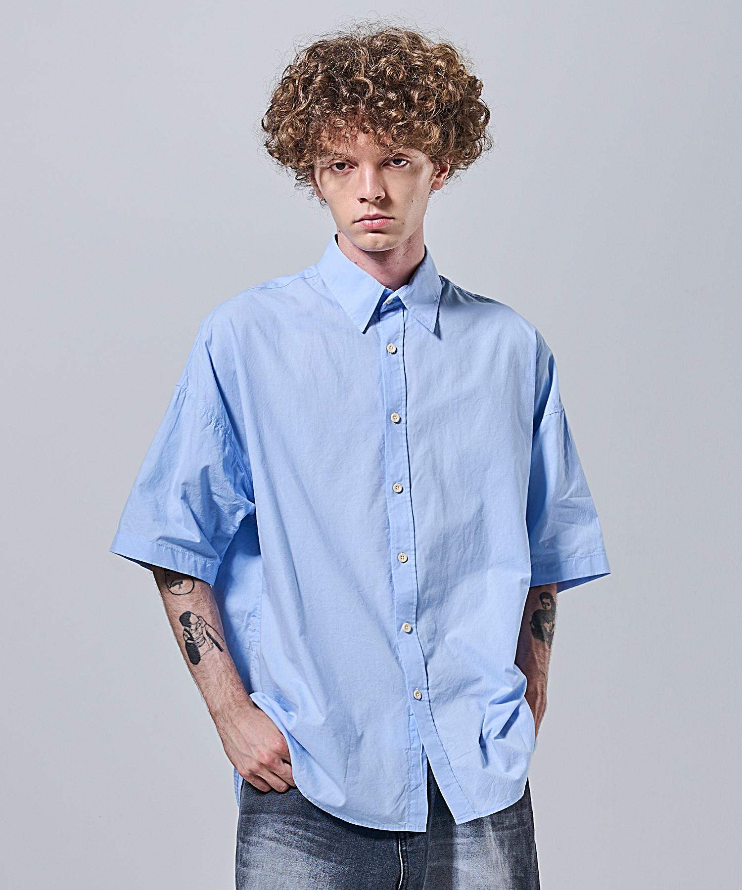 Ader Fits Oversized Oxford Collar Short Sleeve Shirt (Blue) Free