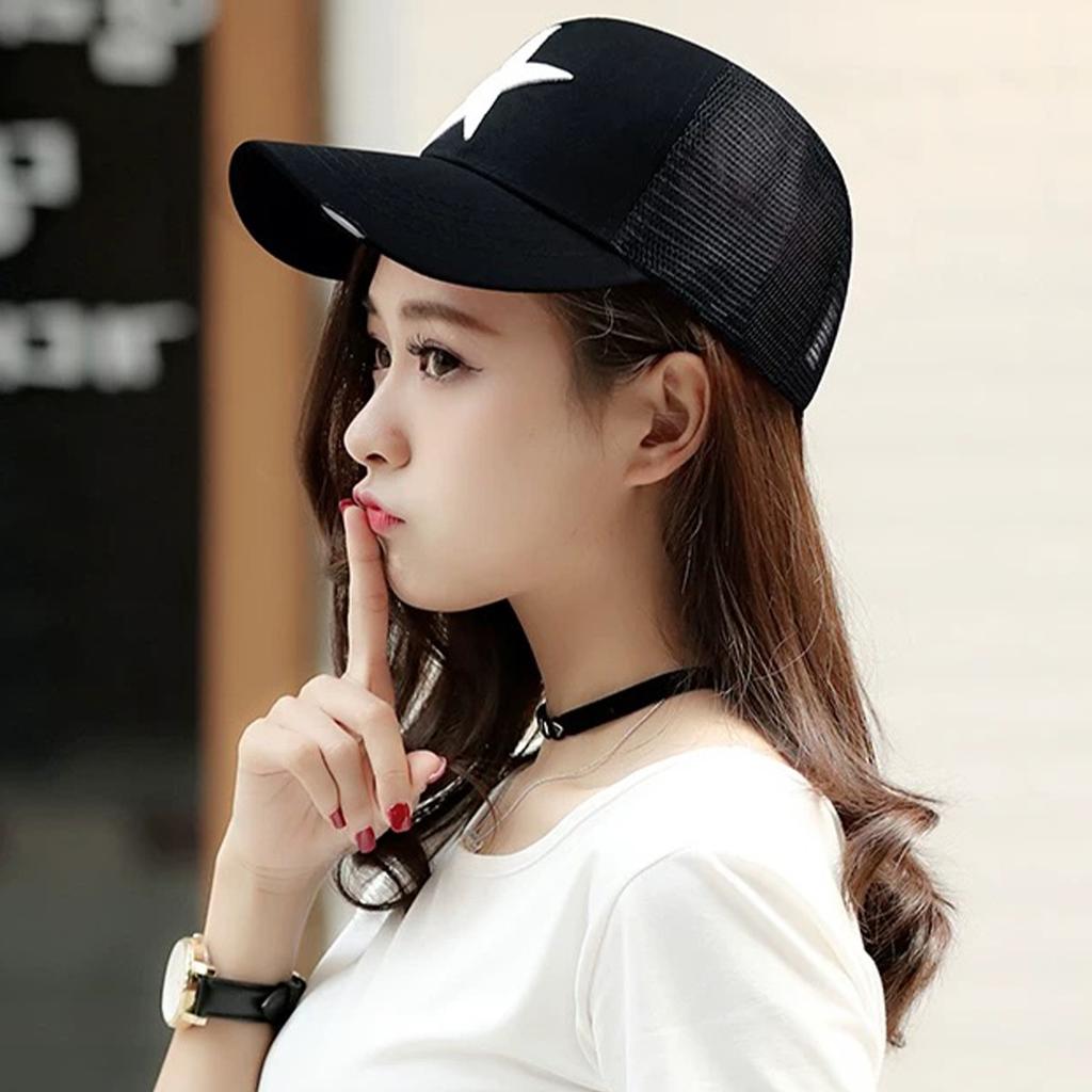 Embroidery Pentagram Color Matching Baseball Cap Men'S And Women'S Mesh Personality Simple And Versatile Truck Hat