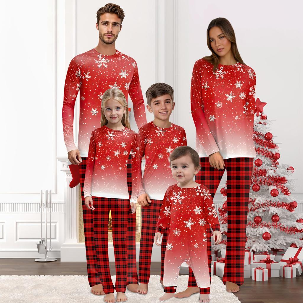Christmas Prints Family Matching Long Sleeve Tops+Pants Set Family Matching Sets
