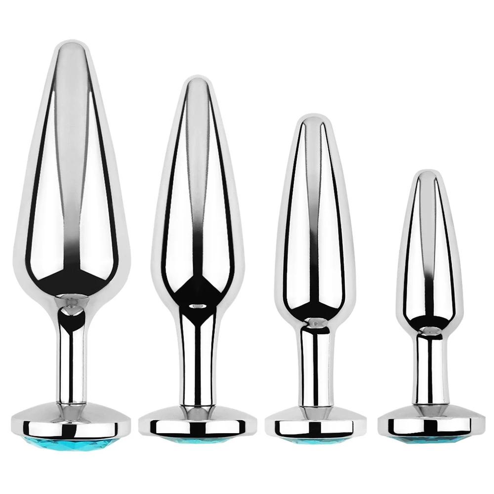 Conjunto de plugue anal de contas de metal pequeno grande plugue anal vestível joias dilatador dildo massageador de próstata brinquedo sexual homem mulher loja