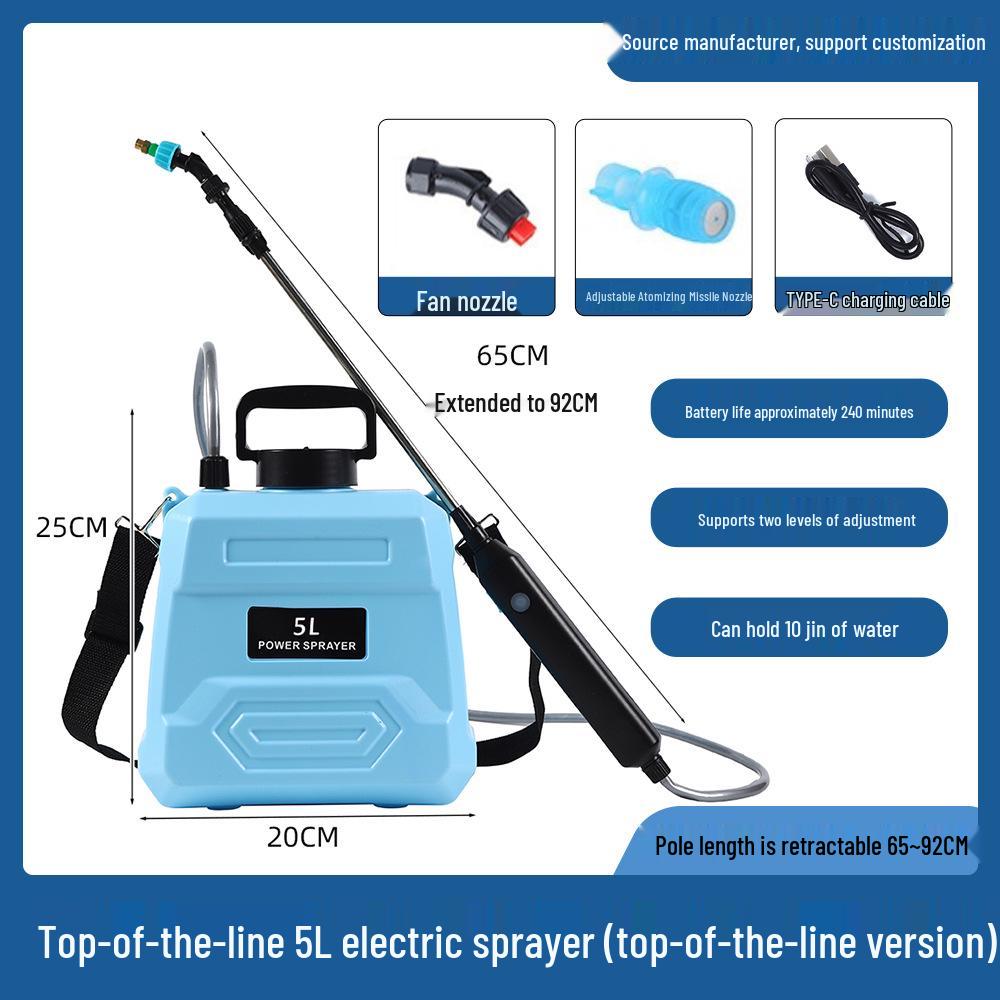 Deluxe Elektrischer 5L Hochdrucksprüher mit langer Akkulaufzeit & geradem Griff für den Haushaltsgebrauch