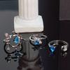 Aquamarine Series Pear-Shaped Zir*****Pen Ring Niche Design Irregular Ring French Index Finger Ring Women