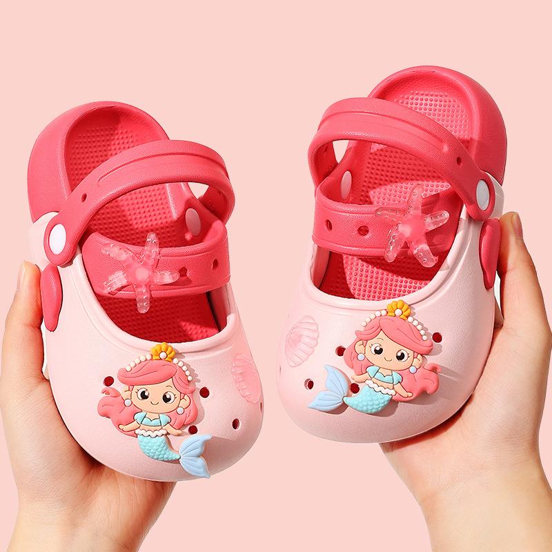 

Mermaid children s summer slippers for girls2026New cute sandals for baby girls, suitable for outdoor wear, girls clogs 160mm about24-25Code розовый
