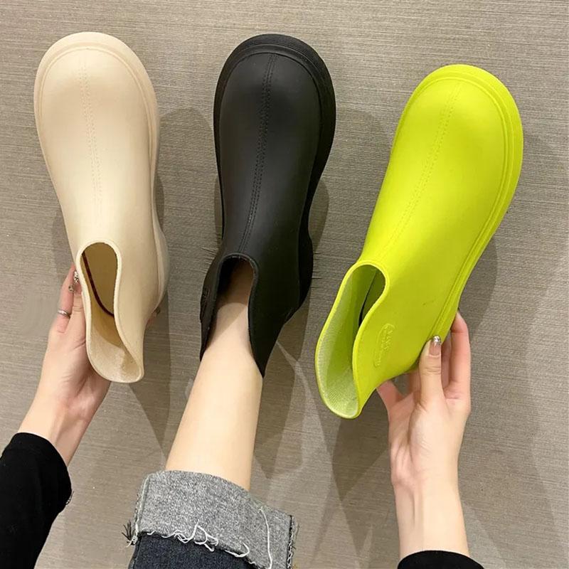 WTEMPO Chaussures de pluie à Tube court pour femmes, imperméables, couleur unie, cheville, à la mode, antidérapantes, pour l'extérieur, vente en gros, livraison directe