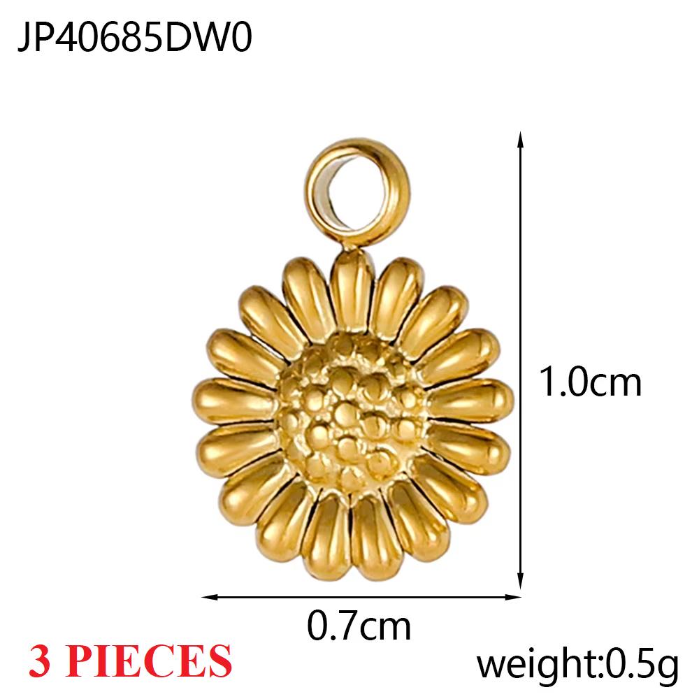 3PCS/LOT CARLIDANA Gold Plated Daisy Flower Pendants, Waterproof Stainless Steel Charms for DIY Necklace Jewelry