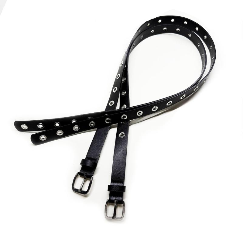 Punk PU Belt Adjustable Waistband with Large Eyelets For Casual and Formal Outfit Waist Strap for Women Teens