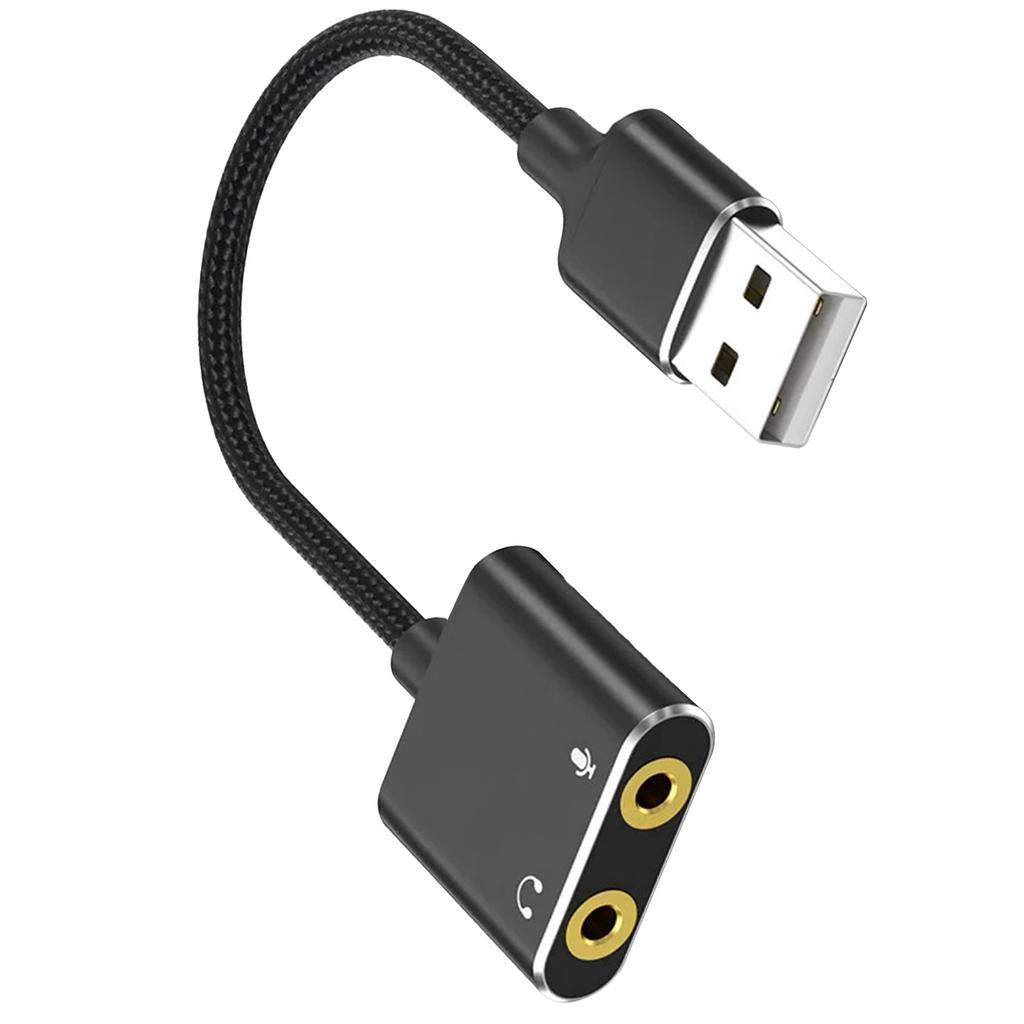 USB to 3.5mm Adapter USB2.0 External Stereo Sound Card Converter Adapter with Headphone and Microphone Jack for PC