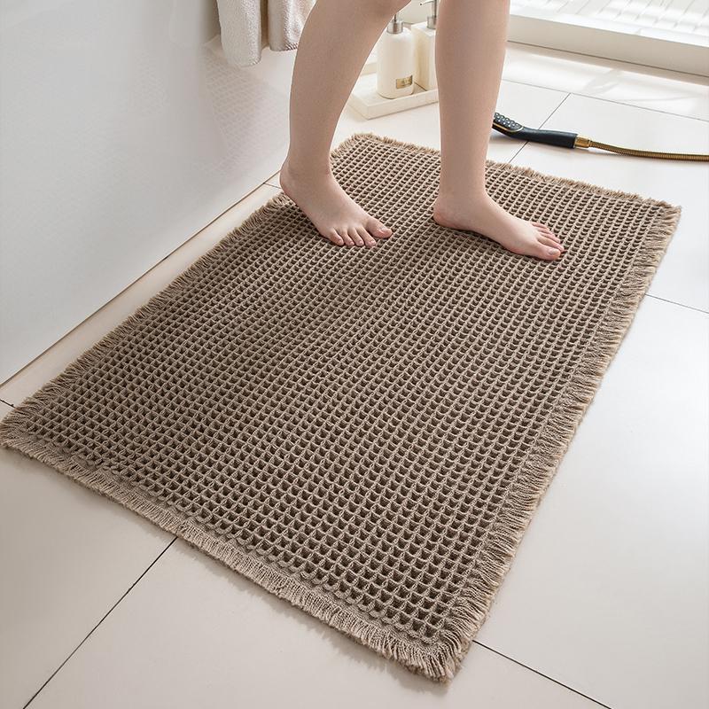 Bathroom Absorbent Carpet Waffle Non-Slip Bath Mat Soft Doormat Toilet Absorbent Beside Bathtub Wash Basin Machine-Washable Rug