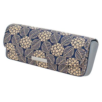 Indenya Glasses Case 4206-14-174 Deerskin Lacquer Hydrangea Made Japan Navy