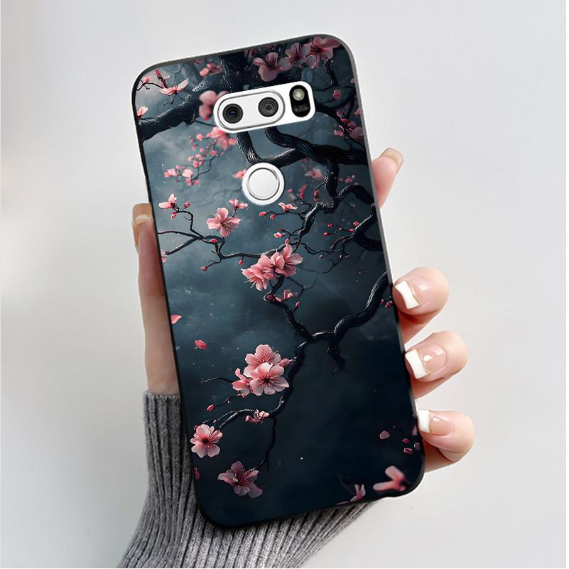 

For LG V30 Case H930 H931 LGV30 V30 Plus V30S V35 ThinQ LM-V350 Soft Cover Luxury Fashion Flower Butterfly Black Silicone Casing LG V30S ThinQ