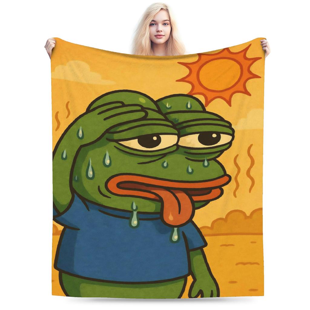 Sad P-Pepe Frog Meme Flannel Blanket Winter Soft Throw Blanket for Children Living Room Novelty Bedspread Sofa Bed Cover