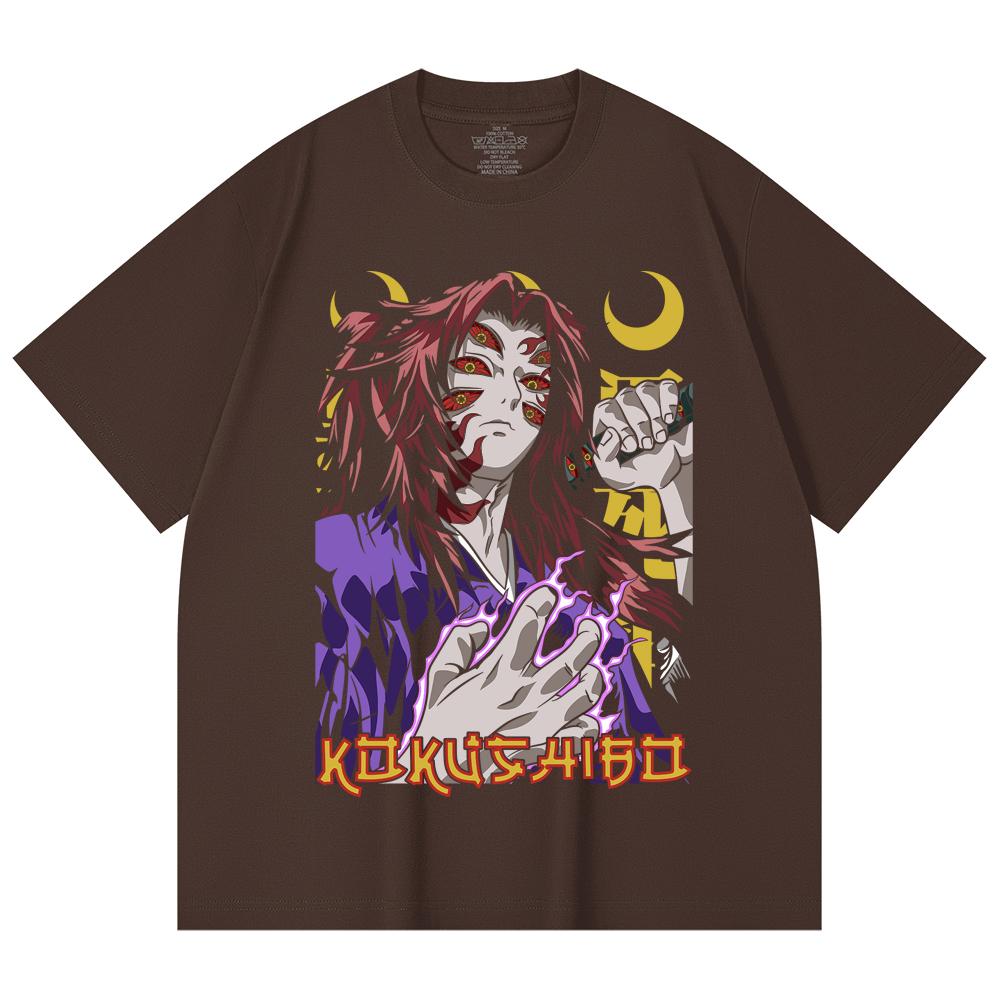 230 Gsm 100% Cotton Demon Slayer V105 Kokushibo Print Unisex Heavy Cotton T Shirt