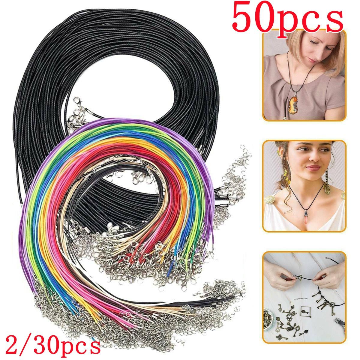 

2/30/50 шт. вощеный шнур для ожерелья кожаное ожерелье веревка проволока 45 см + 5 см удлинитель цепи с застежкой-омаром DIY аксессуары для изготовления ювелирных изделий ручной работы