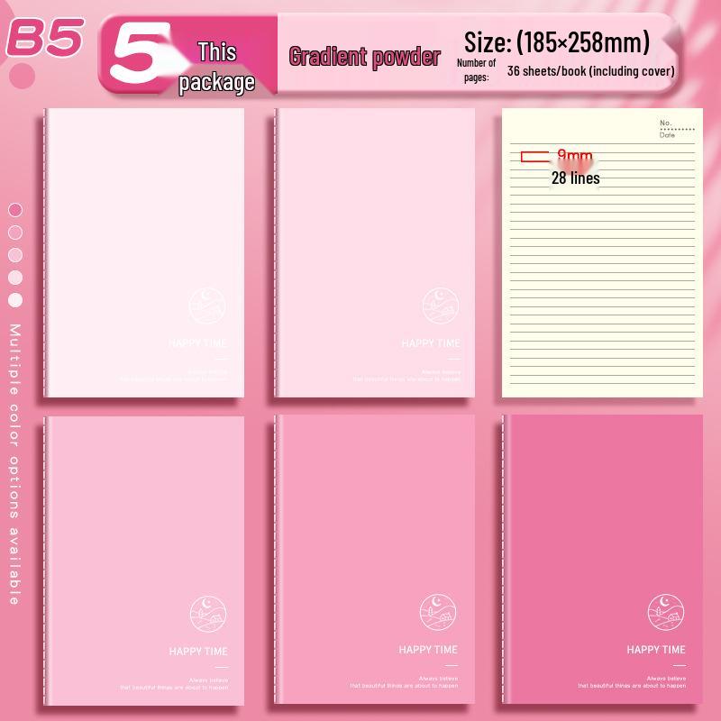 B5 Gradient Color Softcover Notebook for Junior and High School Students