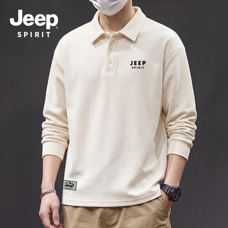 JEEP SPIRIT Men's Casual Long-Sleeve Polo Shirt
