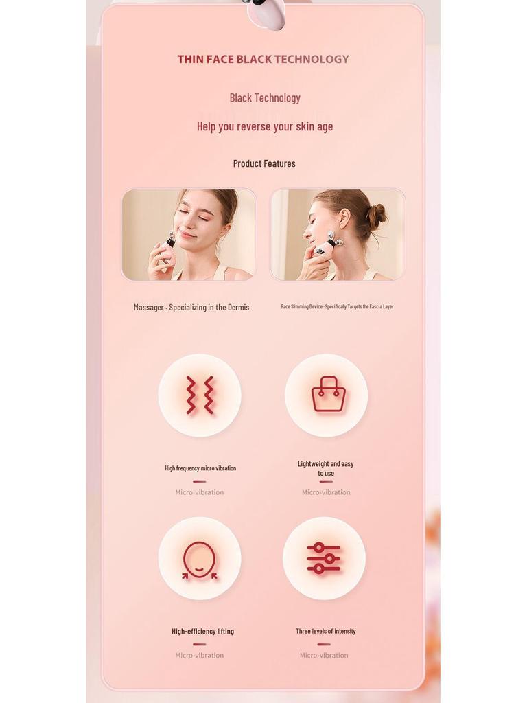 V-Face Microcurrent Facial Lifting Roller - High-Frequency Double Ball Massager
